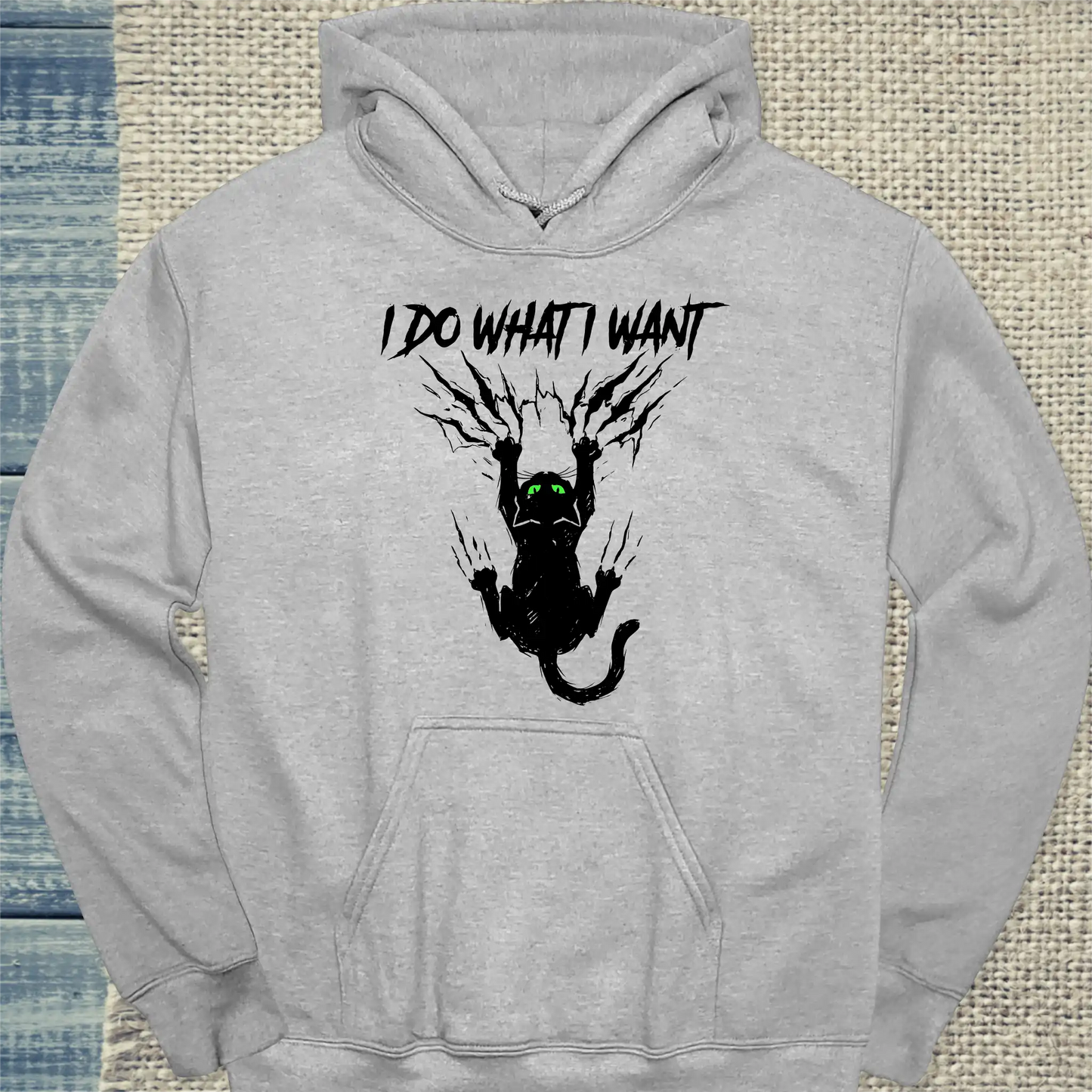 Hoodie - I do what I want to do - Unisex - Katze Grau