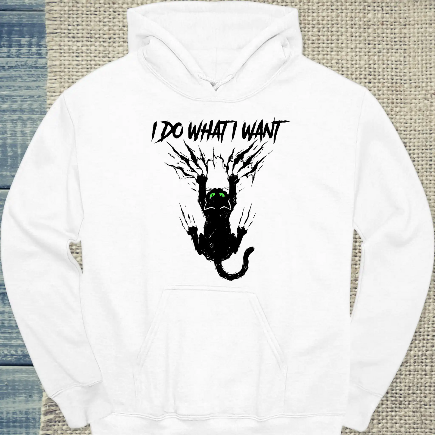 Hoodie - I do what I want to do - Unisex - Katze Weiß
