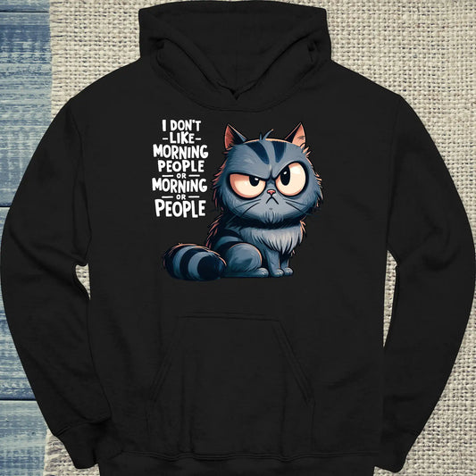 Hoodie - I dont like Morning People - Unisex - Katze Schwarz