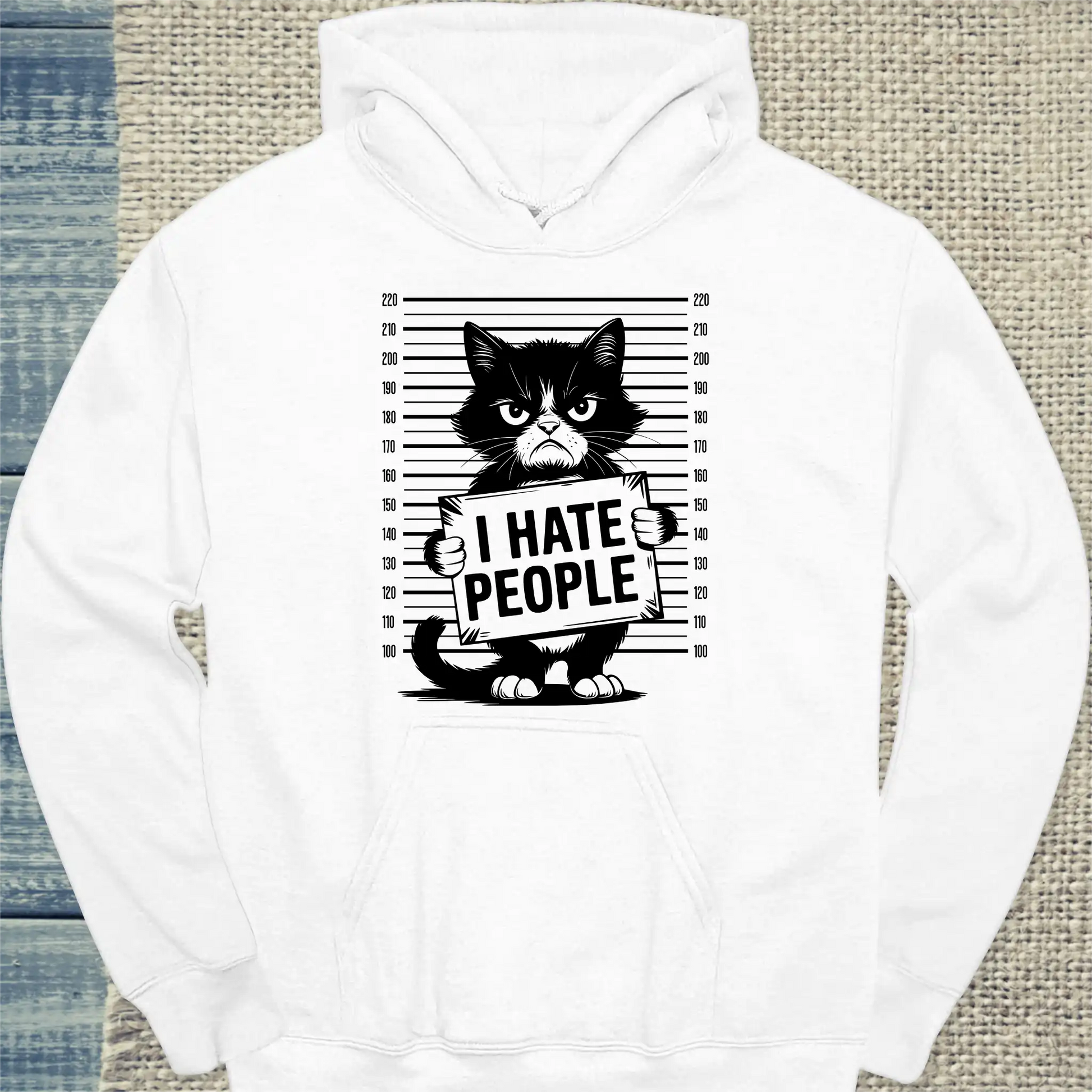 Hoodie - I Hate People - Unisex - Katze Weiß