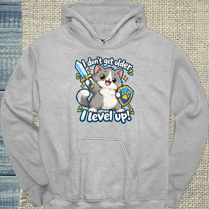 Hoodie - I level up - Unisex - Katze Grau
