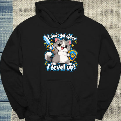Hoodie - I level up - Unisex - Katze Schwarz