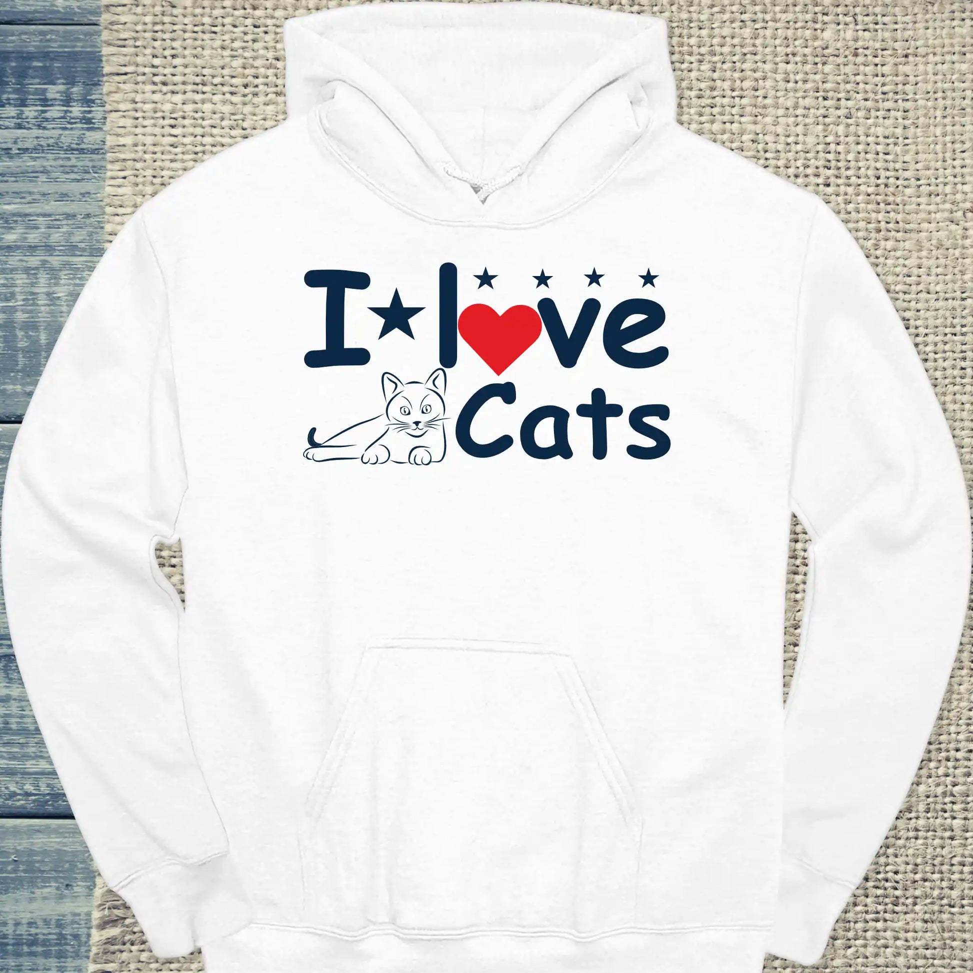 Hoodie - I love Cats - Unisex - Katze Weiß