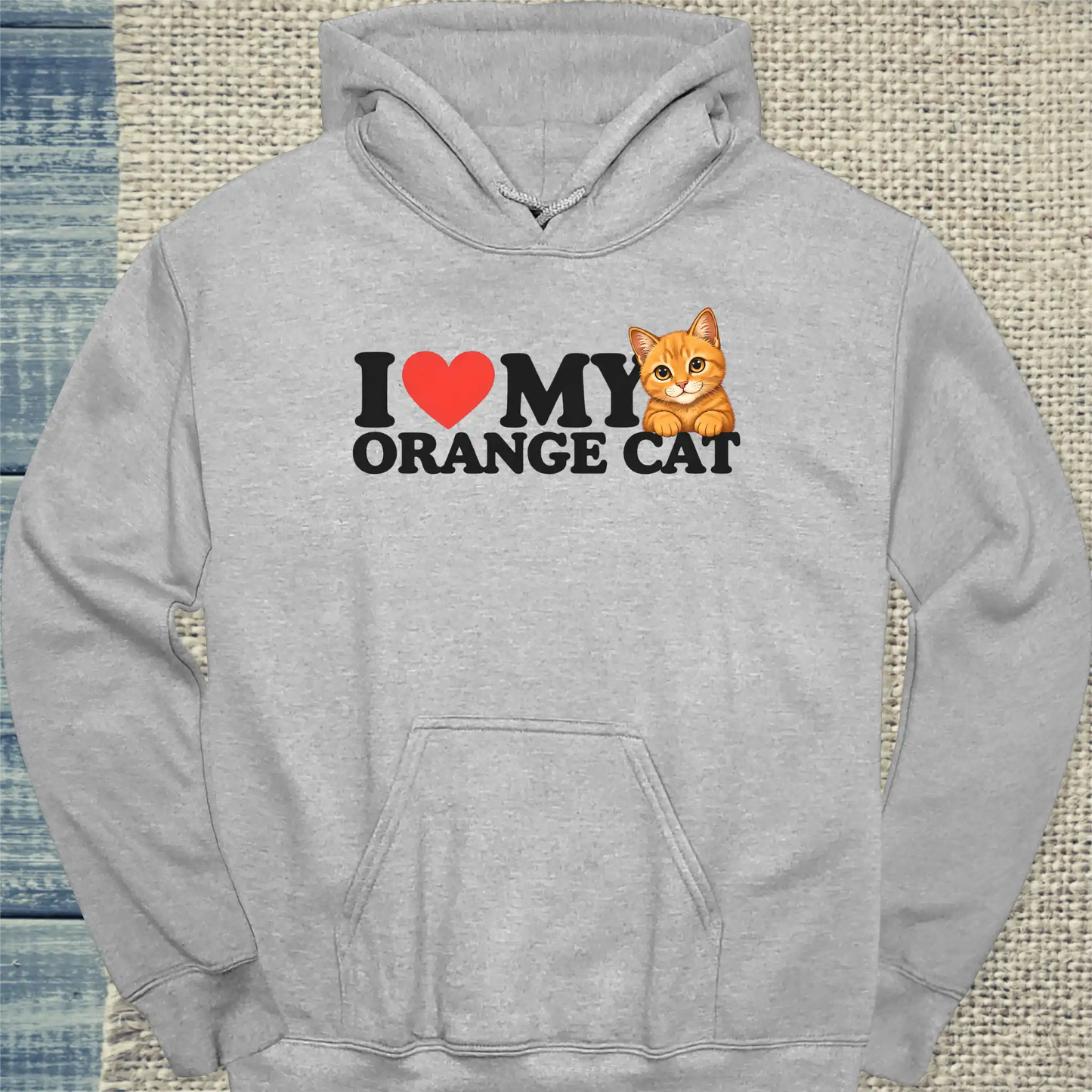Hoodie - I love my organge cat - Unisex - Katze, Orange Grau
