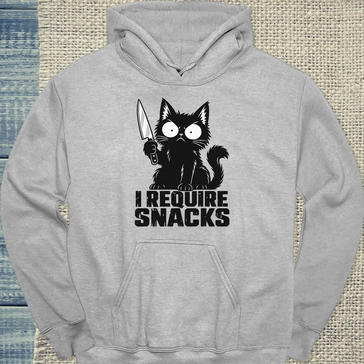 Hoodie - I REQUIRE SNACKS - Unisex - Katze Grau