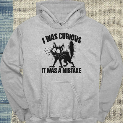 Hoodie - I was Curious - Unisex - Katze Grau