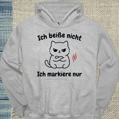 Hoodie - Ich beiße nicht - Unisex - Katze Grau