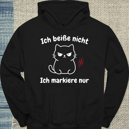 Hoodie - Ich beiße nicht - Unisex - Katze Schwarz