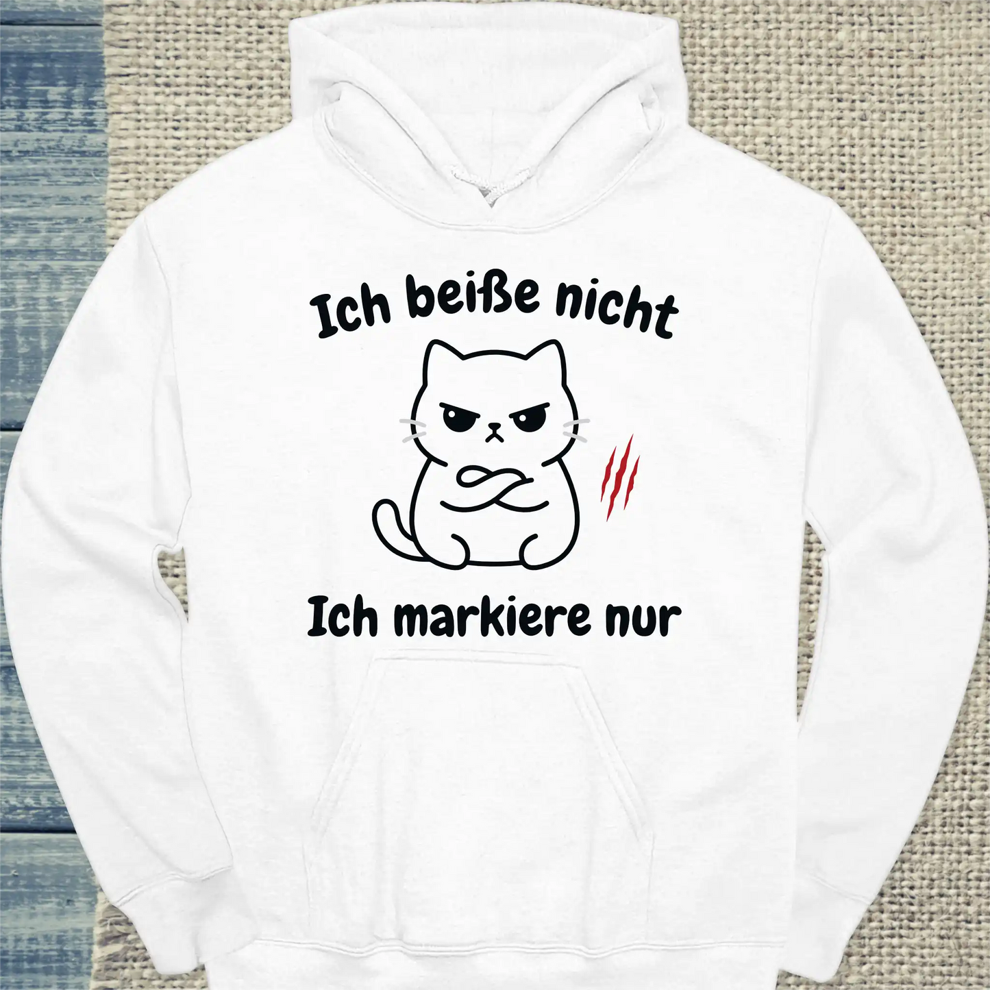 Hoodie - Ich beiße nicht - Unisex - Katze Weiß