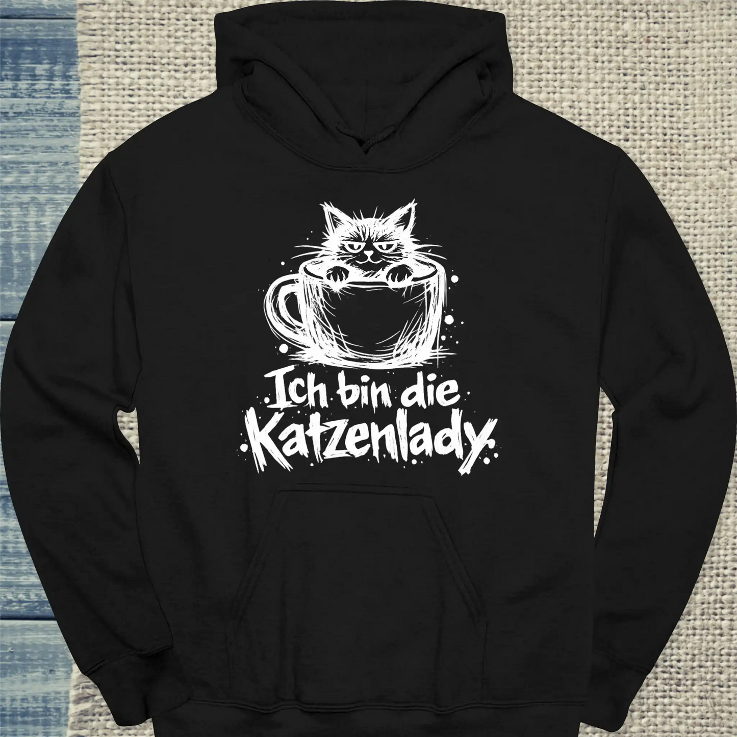 Hoodie - Ich bin die Katzenlady - Unisex - Katze Schwarz