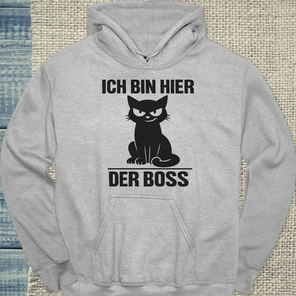 Hoodie - Ich bin hier der Boss - Unisex - Katze Grau