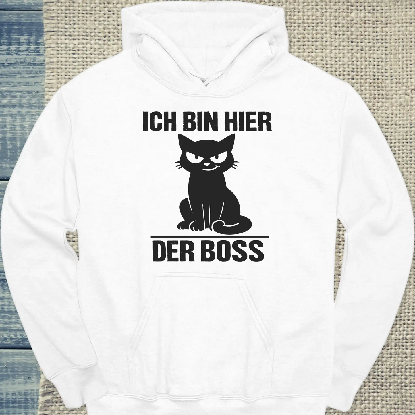 Hoodie - Ich bin hier der Boss - Unisex - Katze Weiß