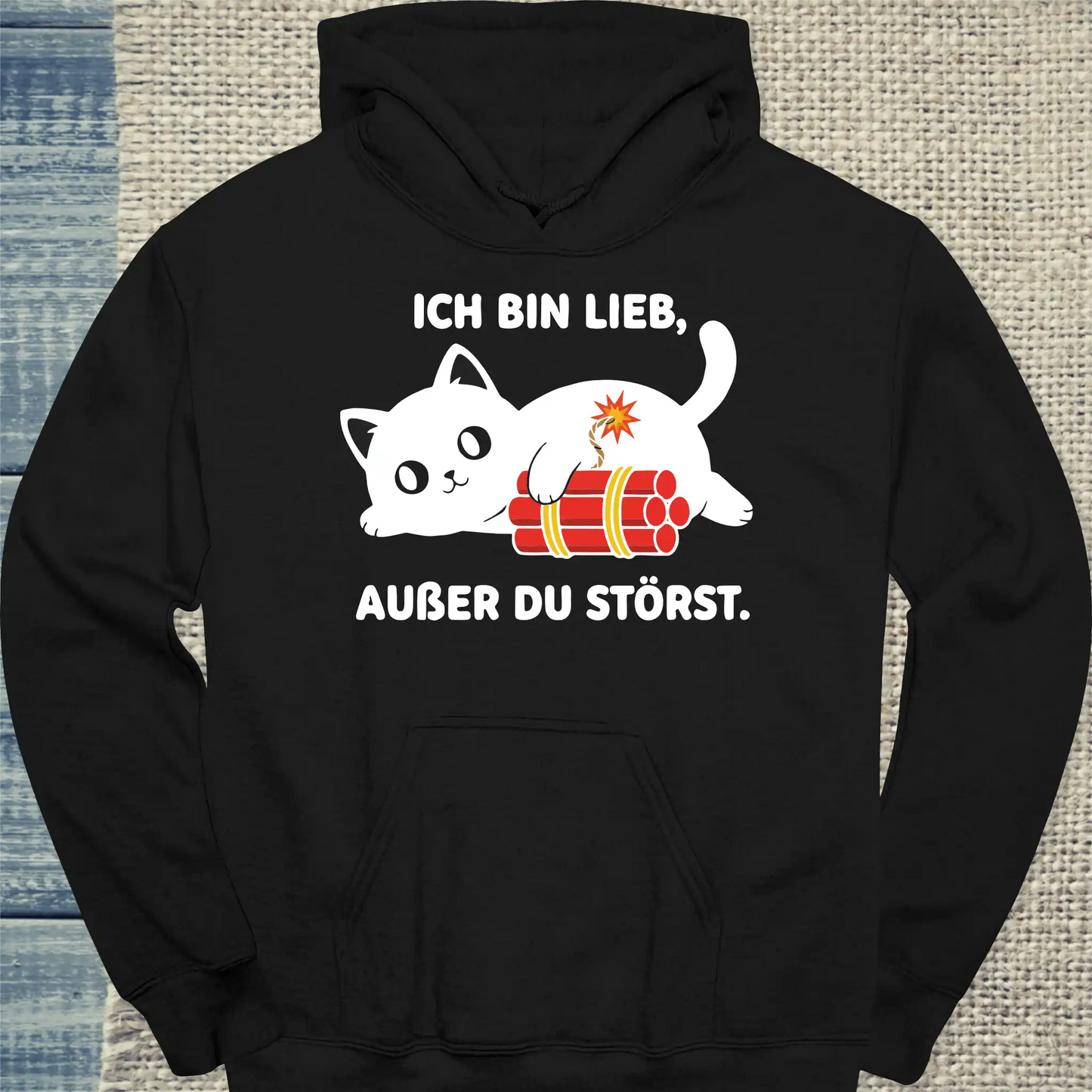 Hoodie - Ich bin lieb, außer du störst - Unisex - Katze Schwarz