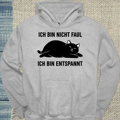 Hoodie - Ich bin nicht faul - Unisex - Katze Grau