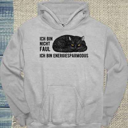 Hoodie - Ich bin nicht faul, ich bin Energiesparmodus - Unisex - Katze Grau