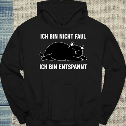 Hoodie - Ich bin nicht faul - Unisex - Katze Schwarz