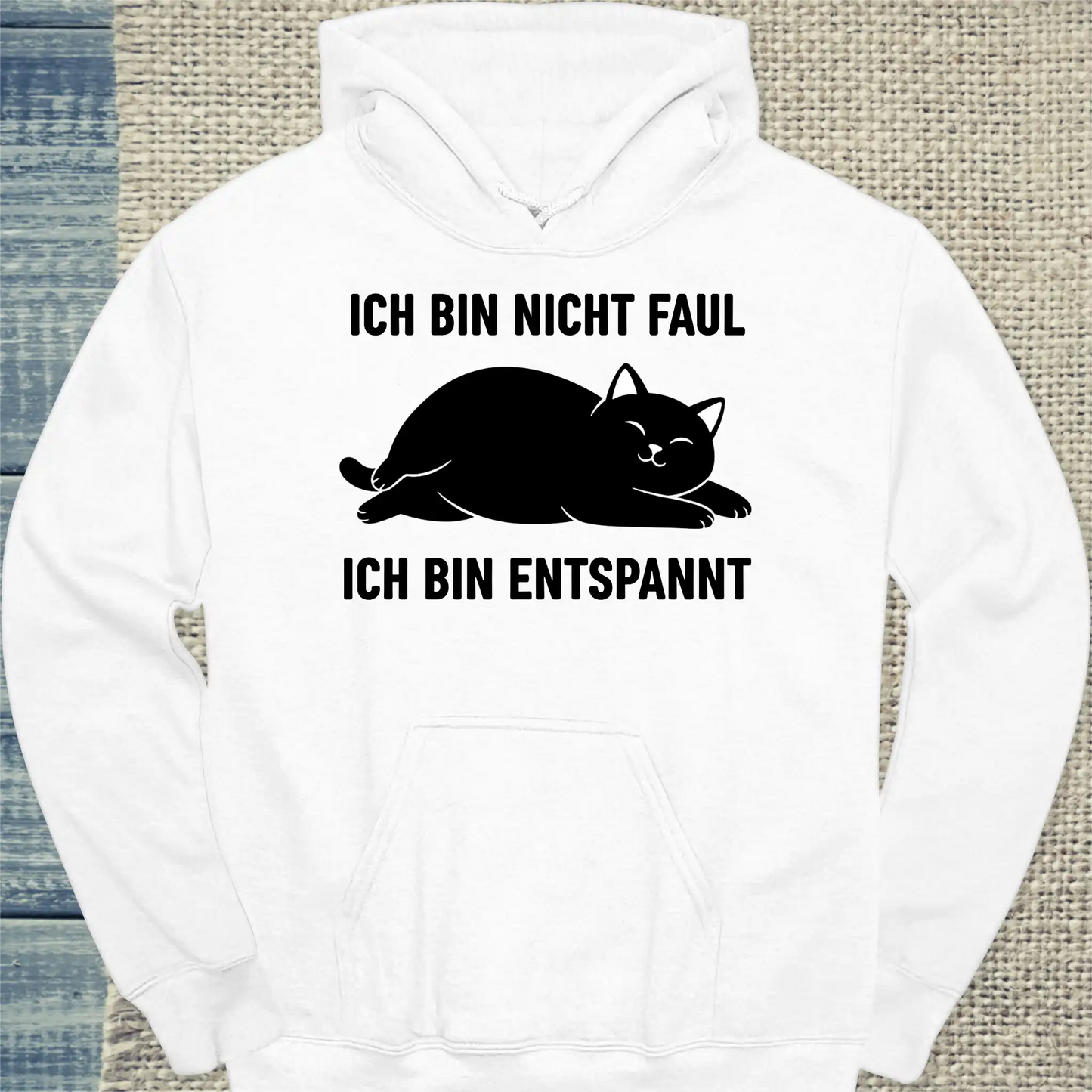 Hoodie - Ich bin nicht faul - Unisex - Katze Weiß