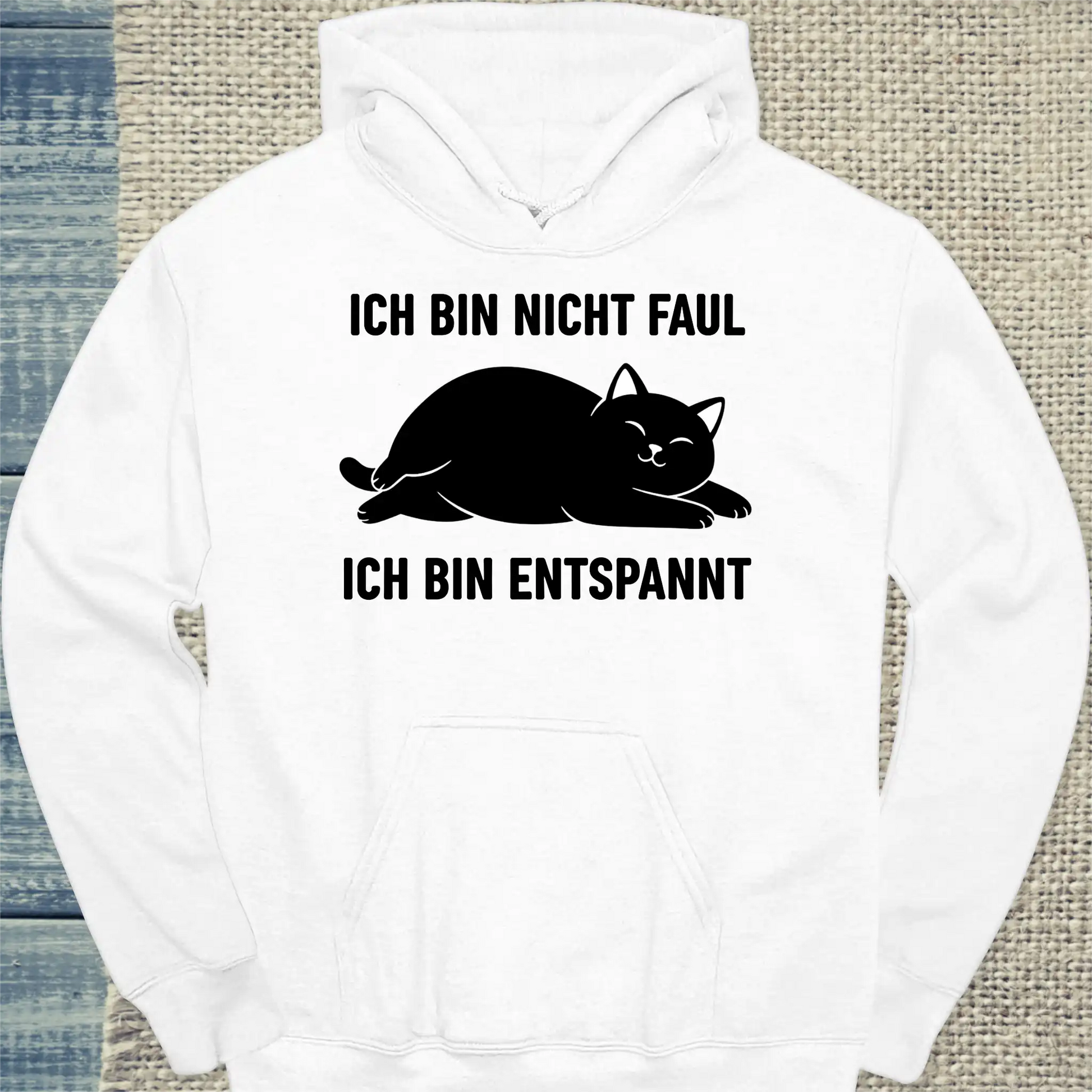 Hoodie - Ich bin nicht faul - Unisex - Katze Weiß