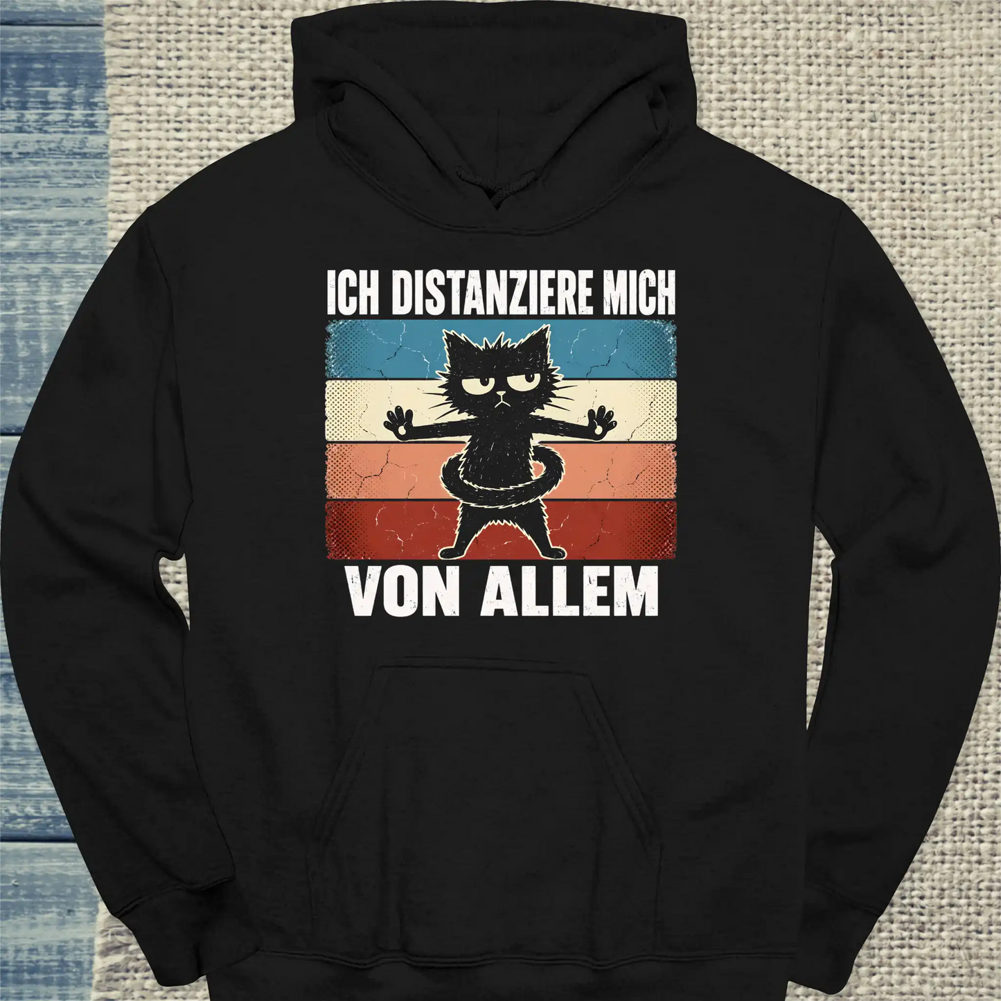Hoodie - Ich distanziere mich von allem - Unisex - Katze Schwarz