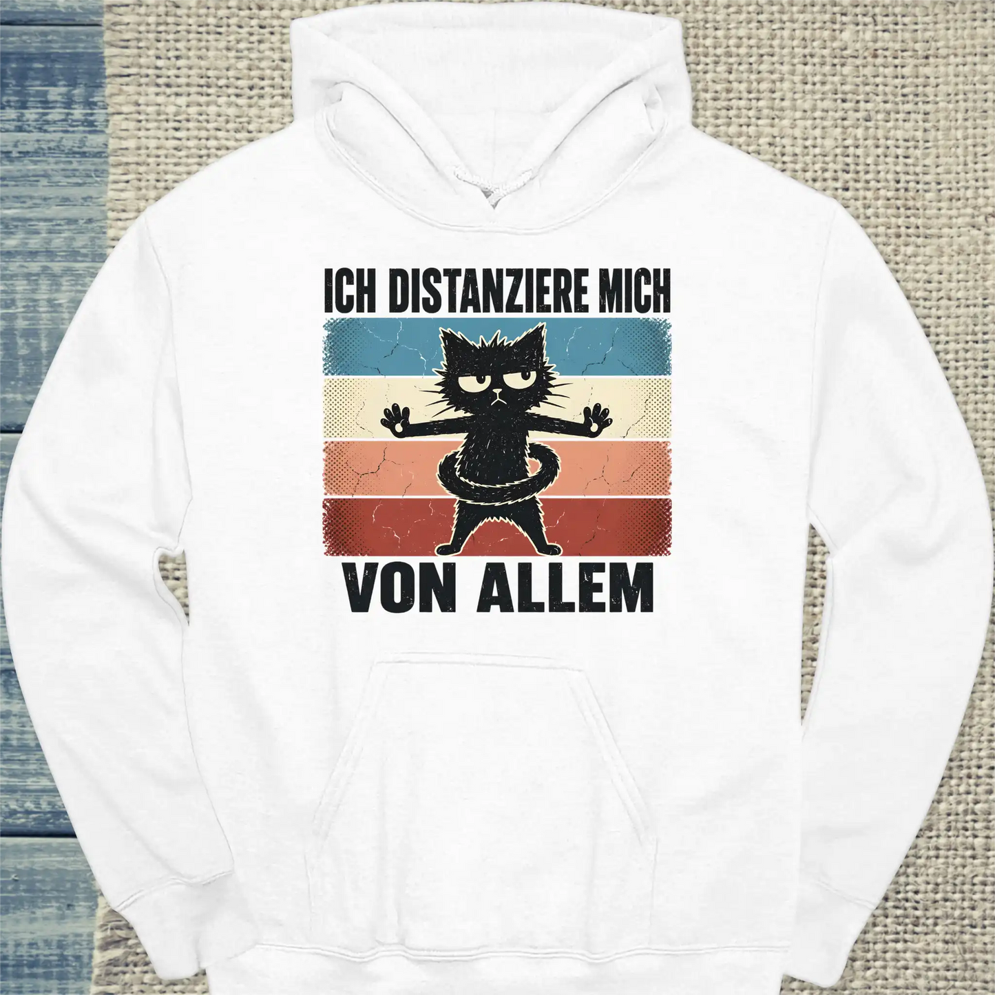 Hoodie - Ich distanziere mich von allem - Unisex - Katze Weiß