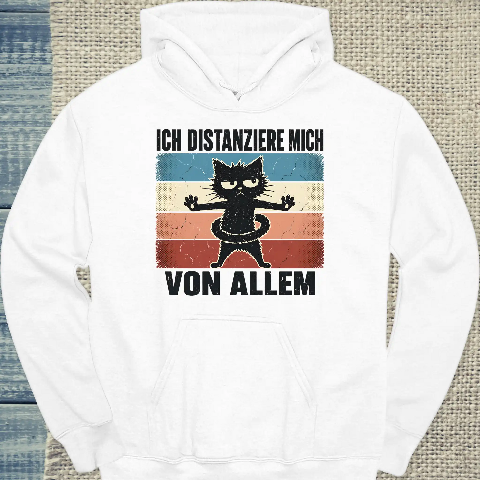 Hoodie - Ich distanziere mich von allem - Unisex - Katze Weiß