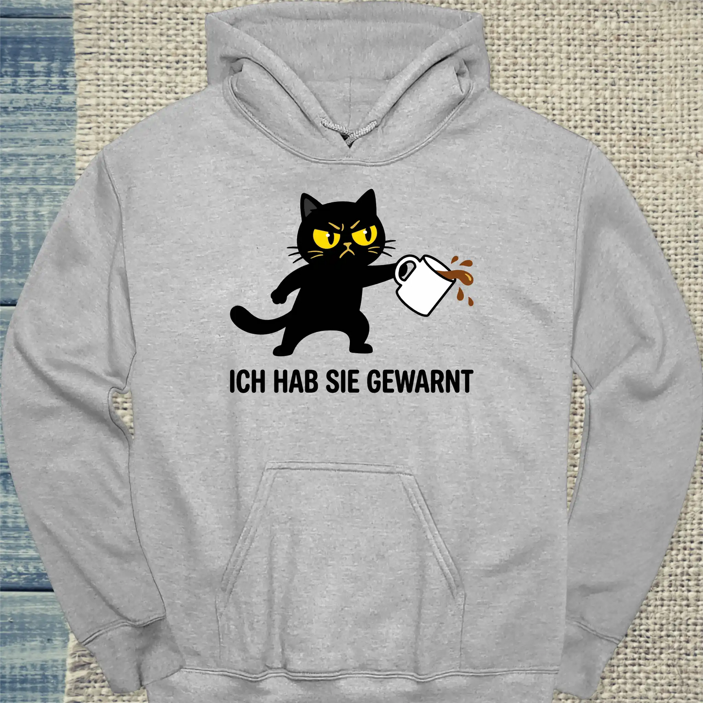 Hoodie - Ich hab sie gewarnt - Unisex - Katze Grau