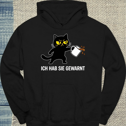 Hoodie - Ich hab sie gewarnt - Unisex - Katze Schwarz
