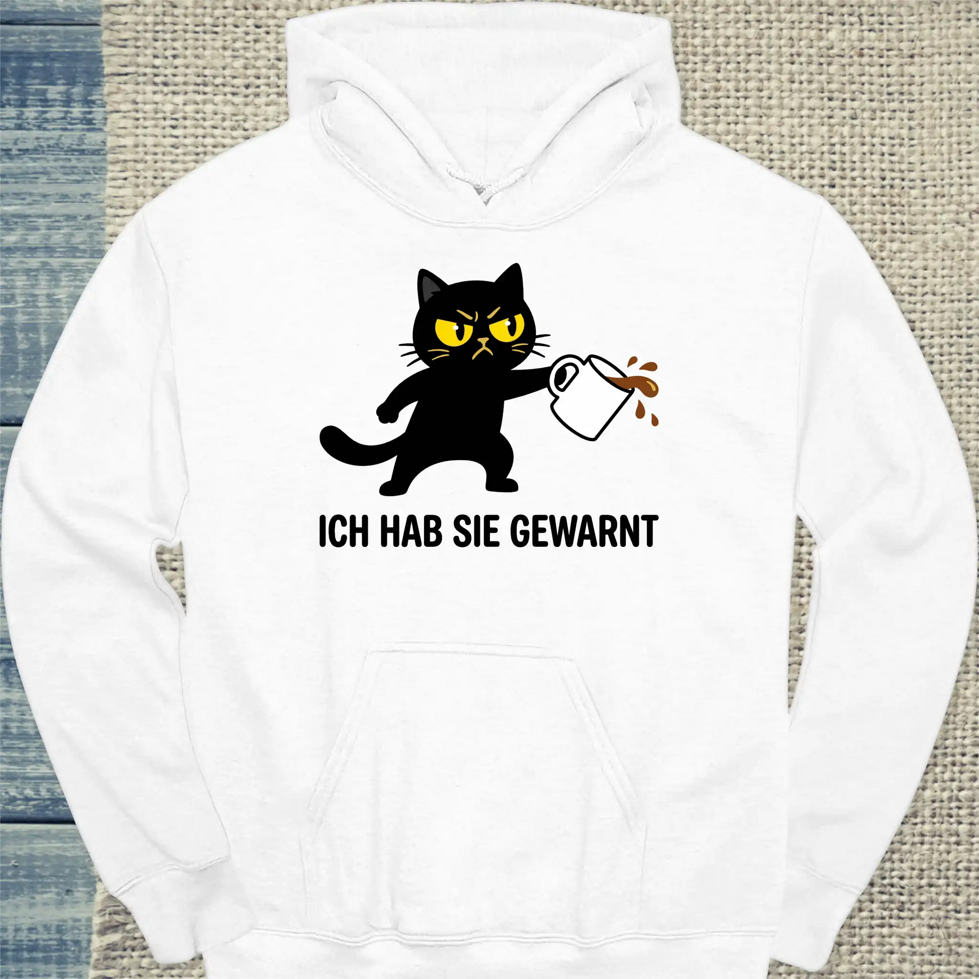Hoodie - Ich hab sie gewarnt - Unisex - Katze Weiß