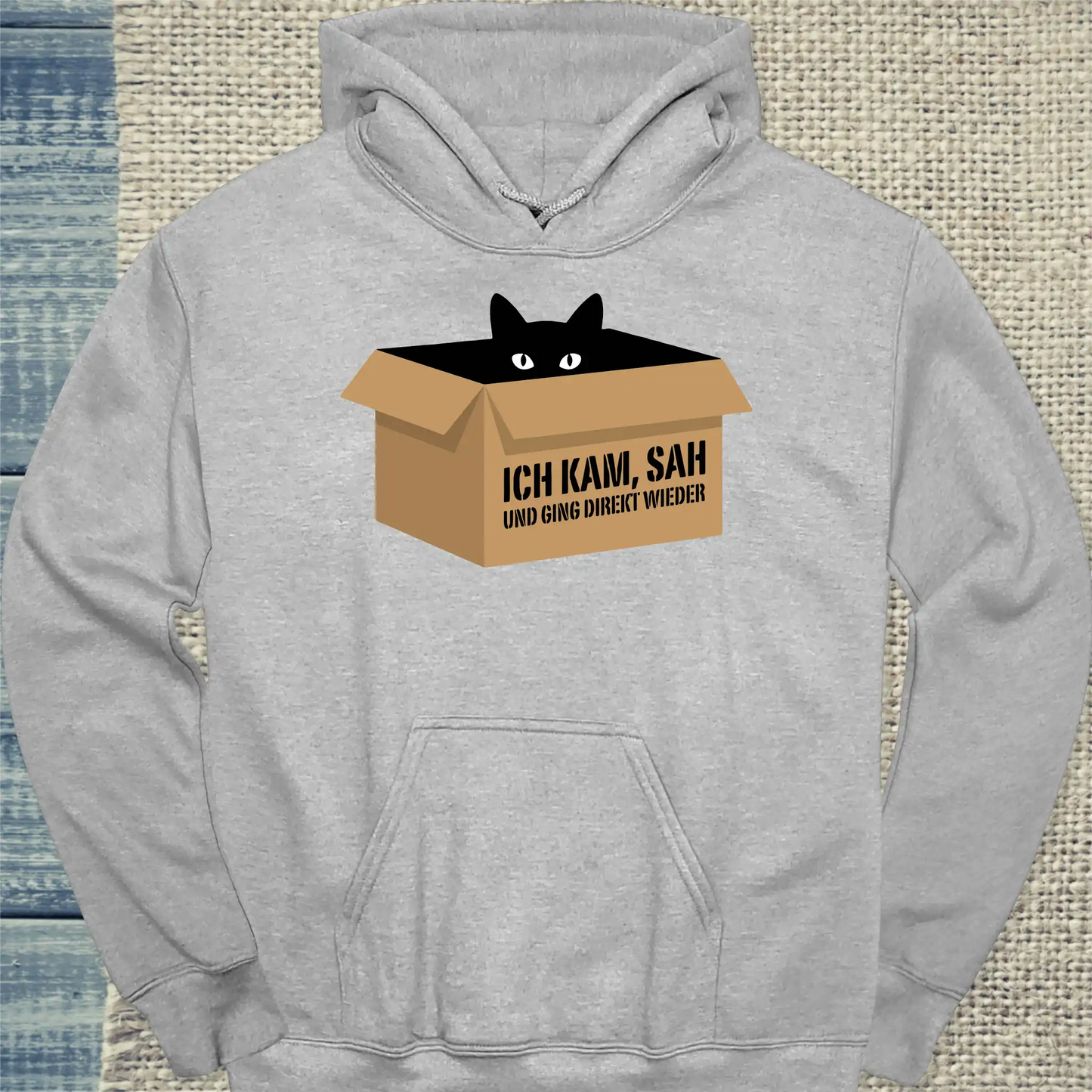 Hoodie - Ich kam, sah - Unisex - Katze & Kaffee Grau