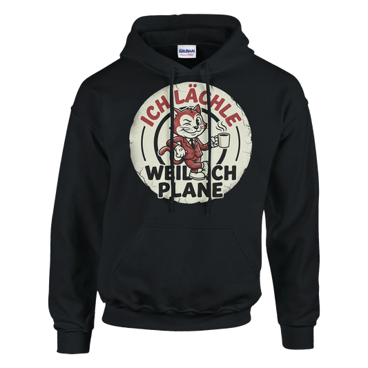 Hoodie - Ich lächle, weil ich plane - Unisex - Katze & Kaffee, Cat Guy Schwarz