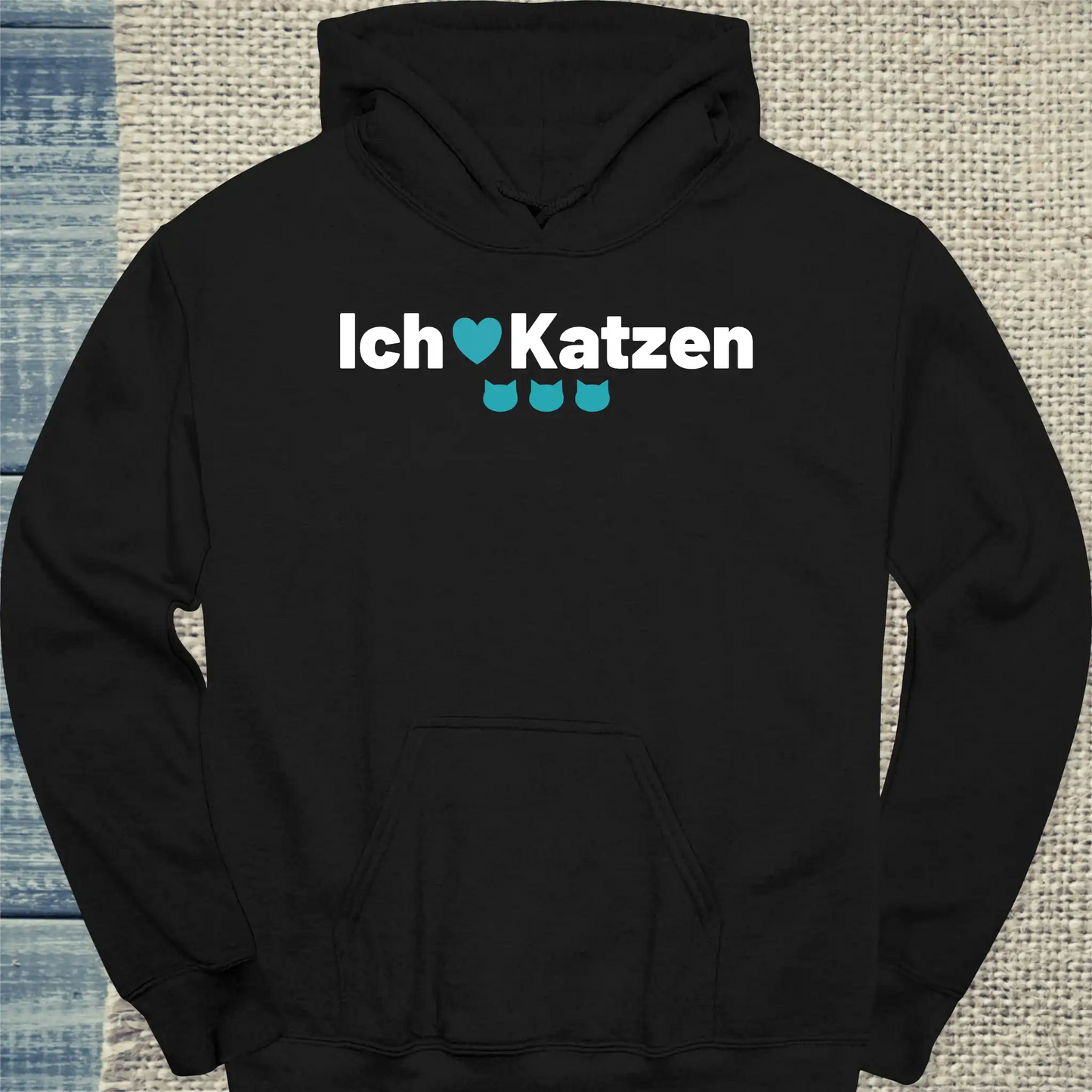 Hoodie - Ich liebe Katzen - Unisex - Katze Schwarz
