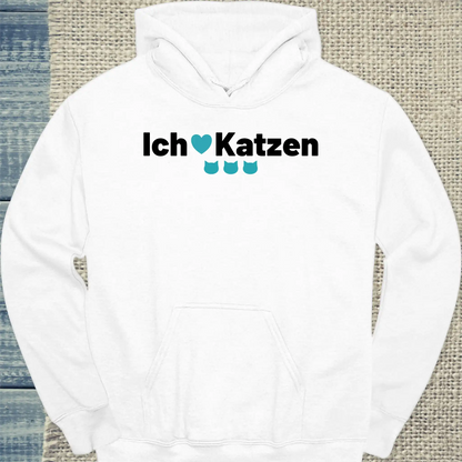 Hoodie - Ich liebe Katzen - Unisex - Katze Weiß