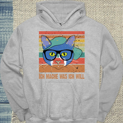Hoodie - Ich mache was ich will - Unisex - Katze, Cat Guy Grau