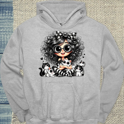 Hoodie - Ich mag halt Katzen - Unisex - Kaffee, Cat Lady Grau