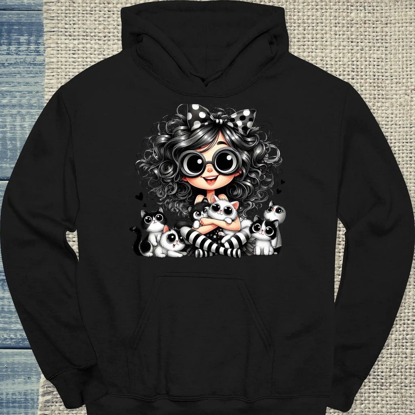 Hoodie - Ich mag halt Katzen - Unisex - Kaffee, Cat Lady Schwarz