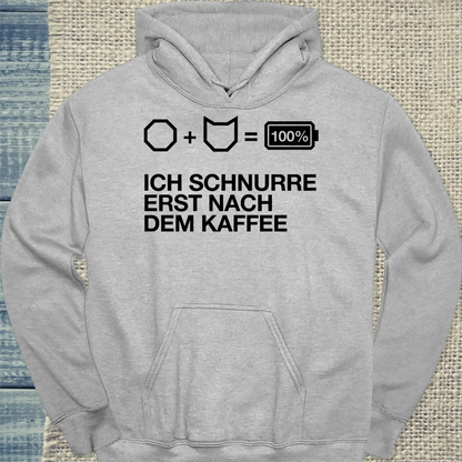 Hoodie - Ich schnurre erst nach dem Kaffee - Unisex - Katze, Kaffee, KaffeeMiau Grau