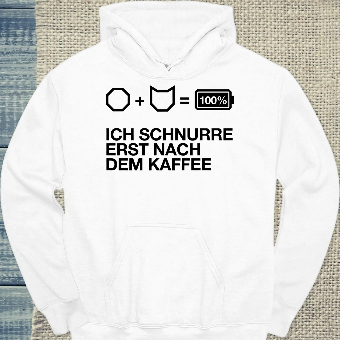 Hoodie - Ich schnurre erst nach dem Kaffee - Unisex - Katze, Kaffee, KaffeeMiau Weiß