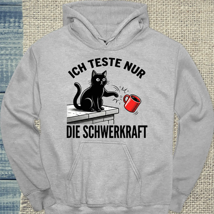 Hoodie - Ich teste nur - Unisex - Katze & Kaffee Grau