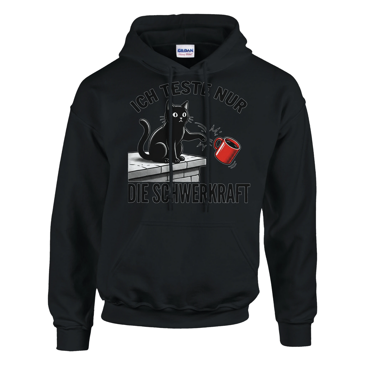 Hoodie - Ich teste nur - Unisex - Katze & Kaffee schwarz