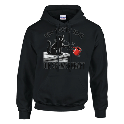 Hoodie - Ich teste nur - Unisex - Katze & Kaffee schwarz