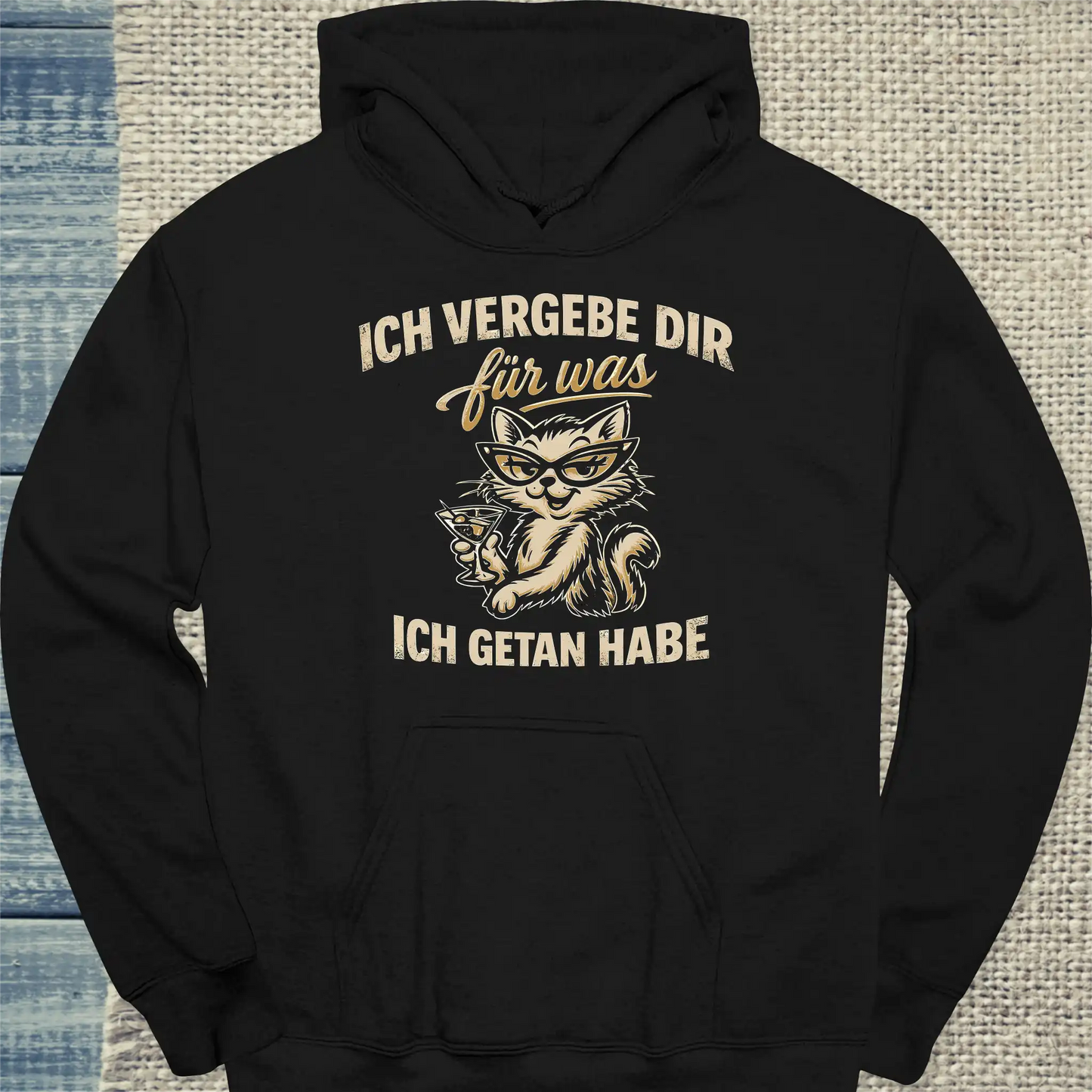 Hoodie - Ich vergebe dir - Unisex - Katze Schwarz
