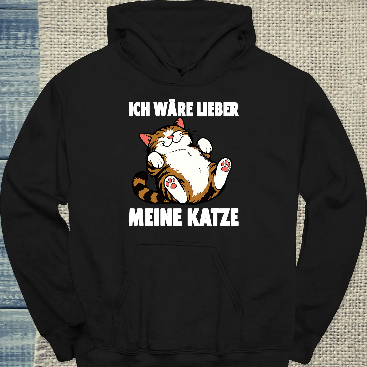 Hoodie - Ich wäre lieber meine Katze - Unisex - Katze Schwarz