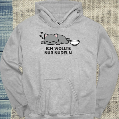 Hoodie - ICH WOLLTE NUR NUDELN - Unisex - Katze, Ramen Grau