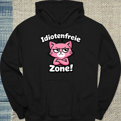 Hoodie - Idiotenfreie Zone! - Unisex - Katze Schwarz