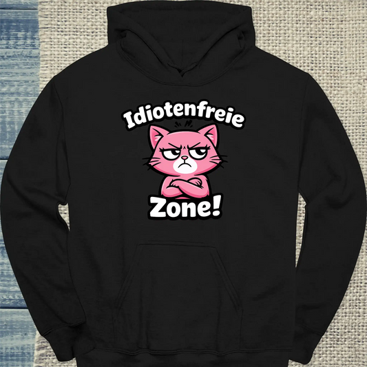 Hoodie - Idiotenfreie Zone! - Unisex - Katze Schwarz