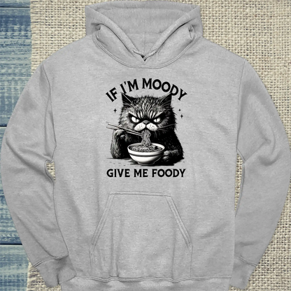 Hoodie - If I'm Moody - Unisex - Katze, Ramen Grau