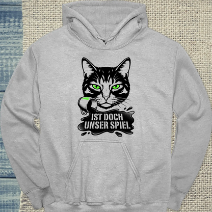 Hoodie - Ist doch unser spiel - Unisex - Katze & Kaffee, Black Edition Grau