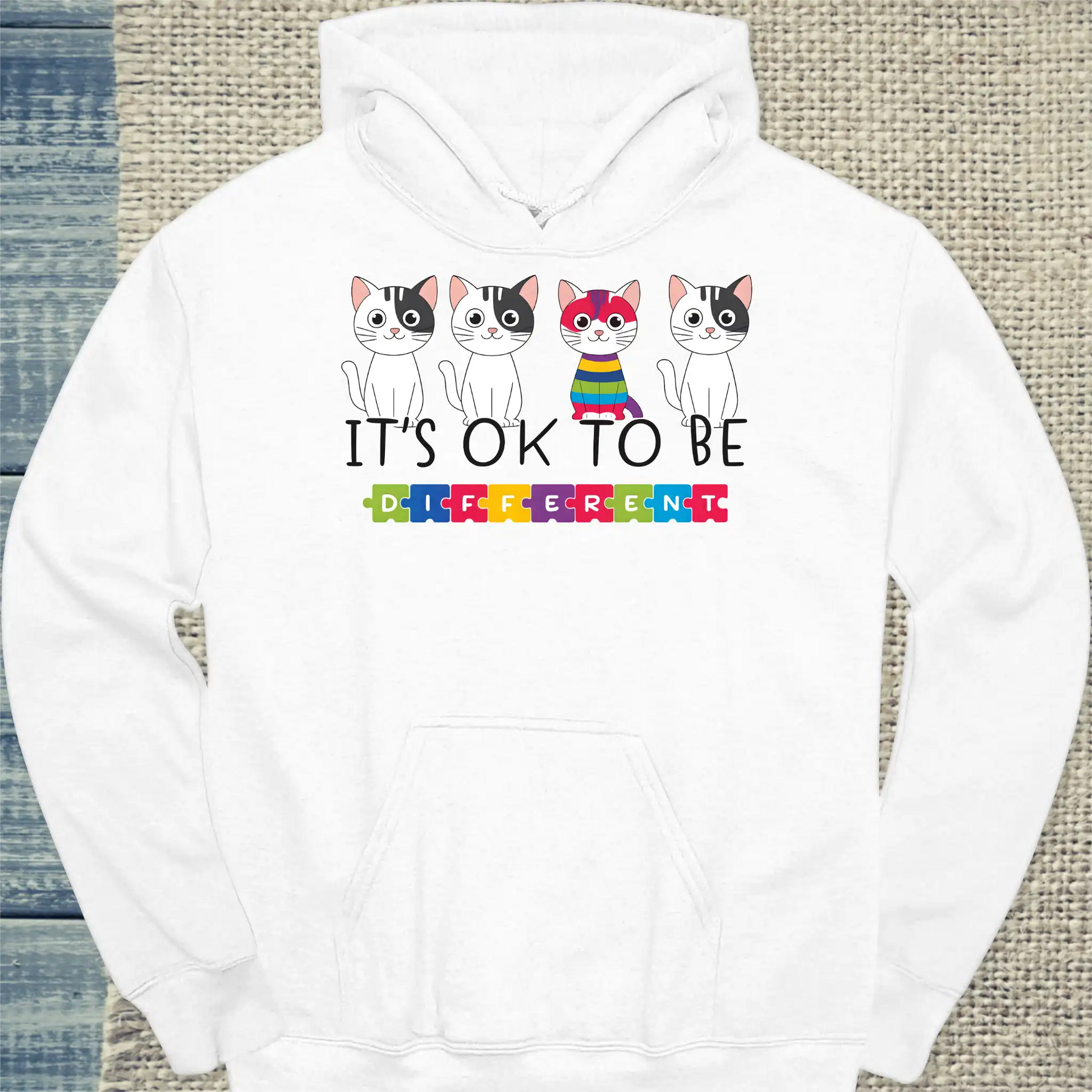 Hoodie - It's OK to be different - Unisex - Katze Weiß
