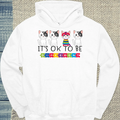 Hoodie - It's OK to be different - Unisex - Katze Weiß
