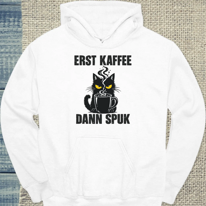 Hoodie - Kaffee dann Spuk - Unisex - Katze & Kaffee, Halloween Weiß